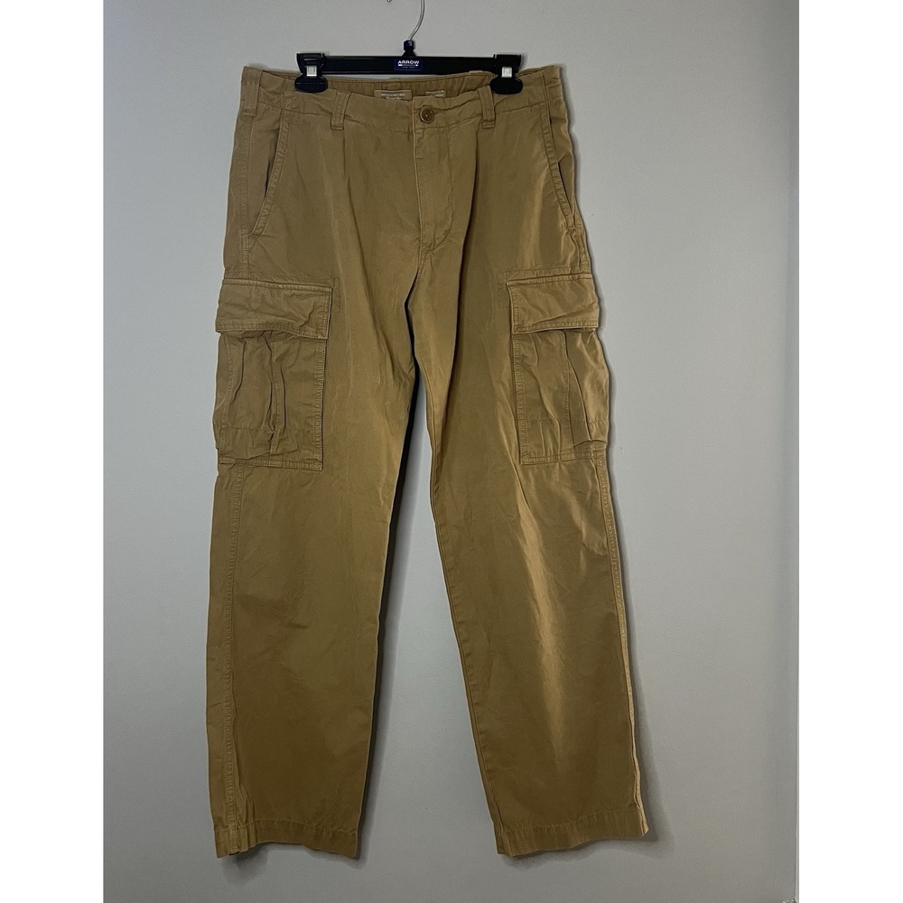 VTG Banana Republic Relaxed Fit Cargo Pants Mens 33x32 Kahki Chino Garment Dye‎
